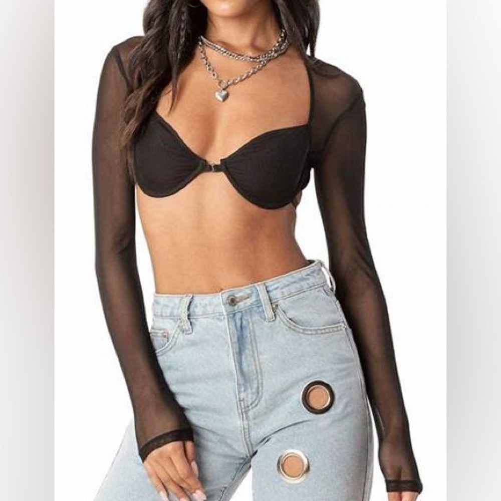 Mesh long sleeve top